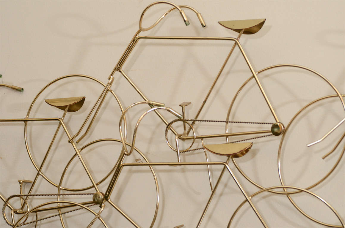 Mid Century Brass Bicycle Sculpture by Curtis Jere 1