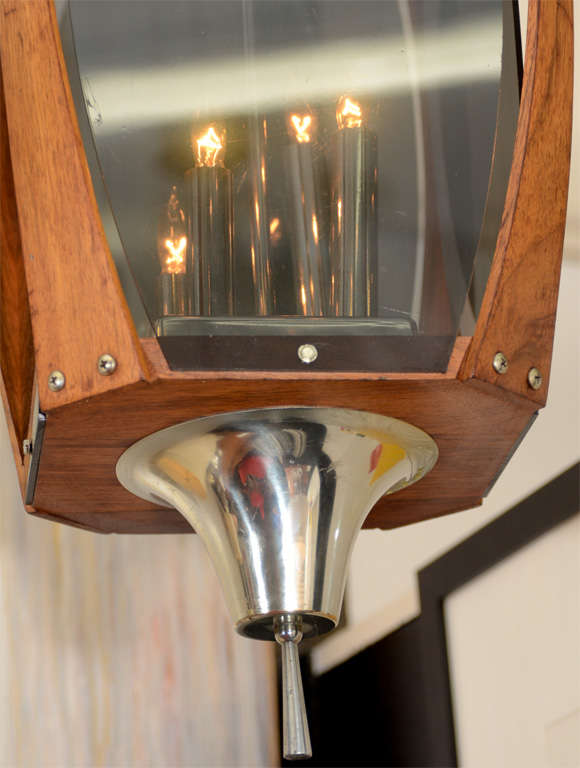 Mid Century Walnut and Smoked Acrylic Lantern For Sale 1