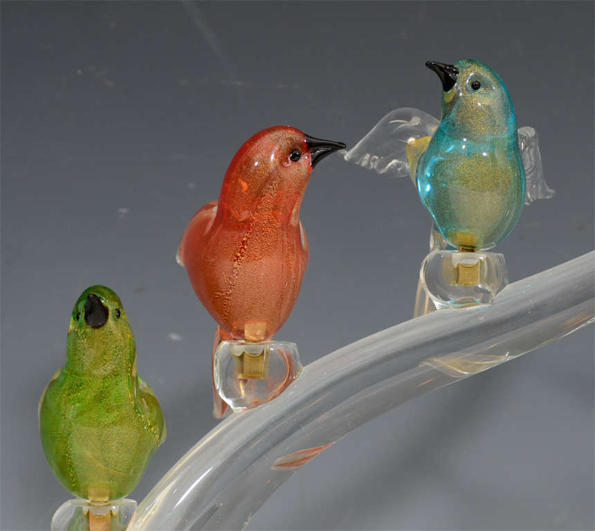 murano birds on a branch