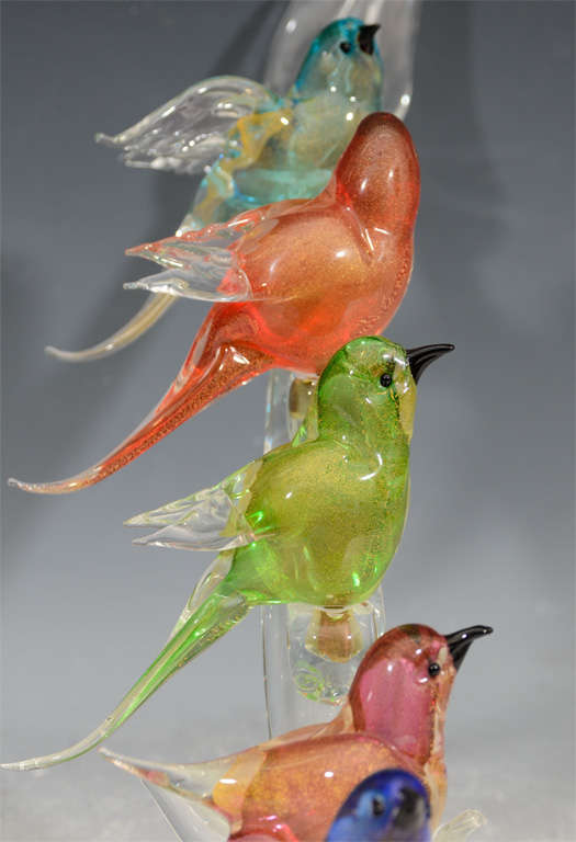 Mid Century Murano Glass Birds on a Branch Sculpture at 1stDibs murano birds on a branch