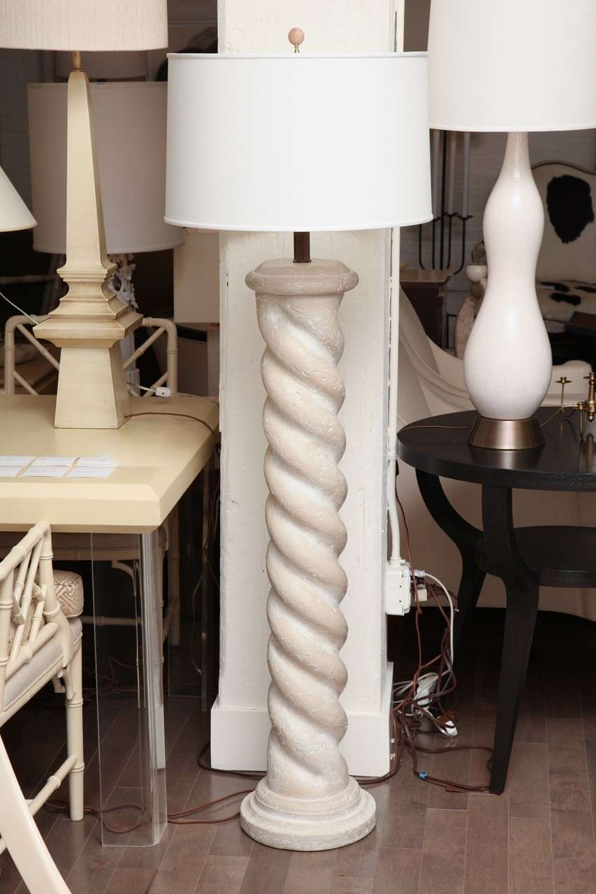 Twisted column floor lamp in plaster composition, c.1960