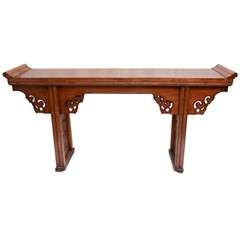 Early 19thC. Q'ing Dynasty French Polished Jumu Wood Scrolled Top Altar Table