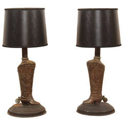 Vintage Stylized Western Boot Lamps