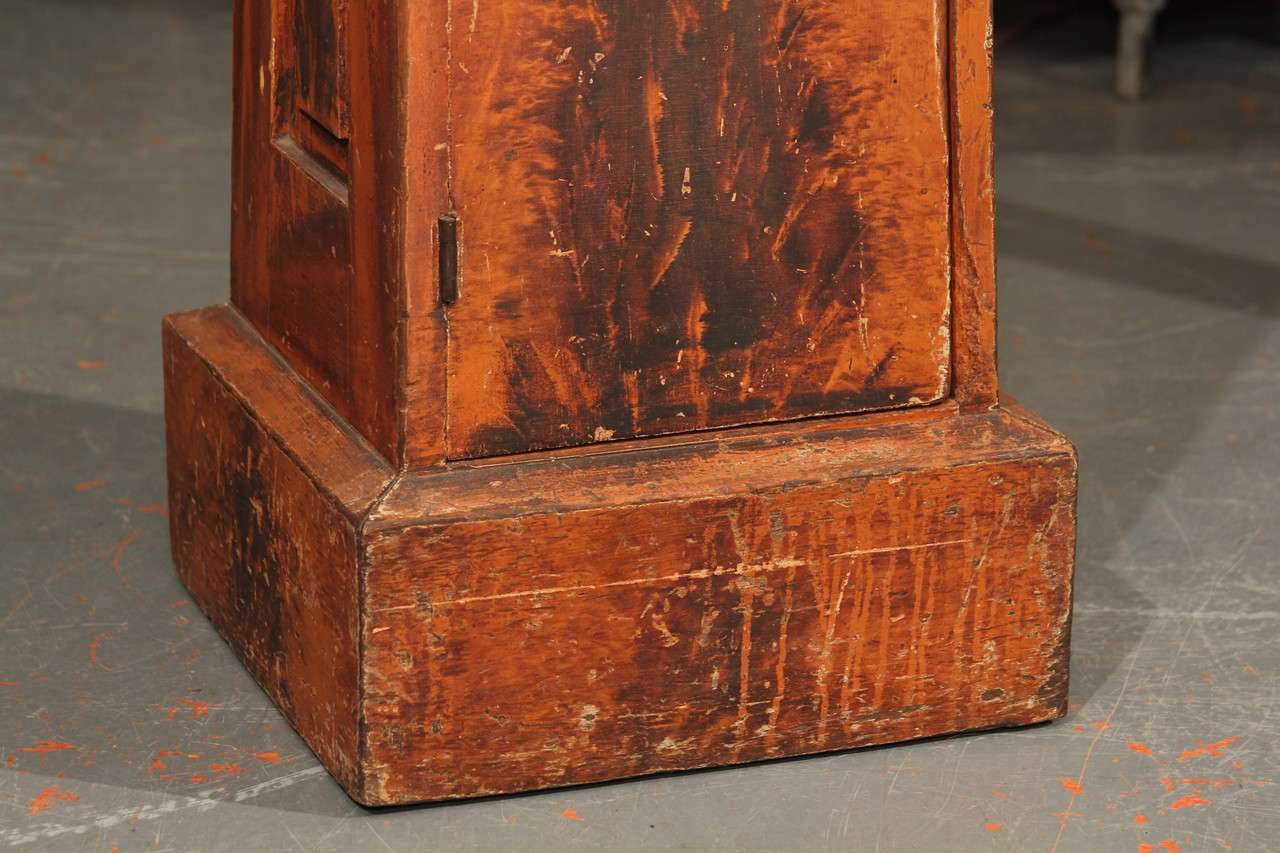 Grain Painted Side Table / Pedestal  In Distressed Condition For Sale In Seattle, WA