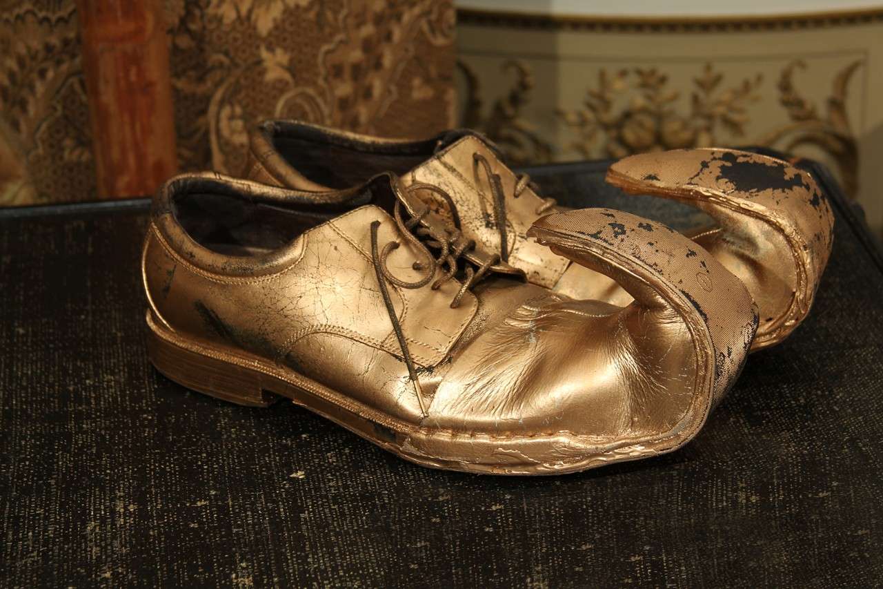 Silly Homemade Clown Shoes at 1stDibs gold clown shoes, human leather