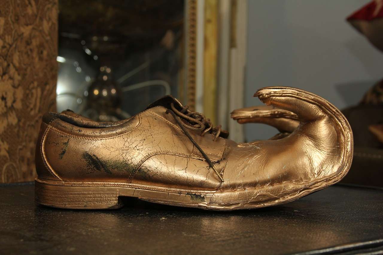 Silly Homemade Clown Shoes at 1stDibs gold clown shoes, human leather