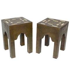 Ultra Chic Bone Inlay And Metal Sidetables