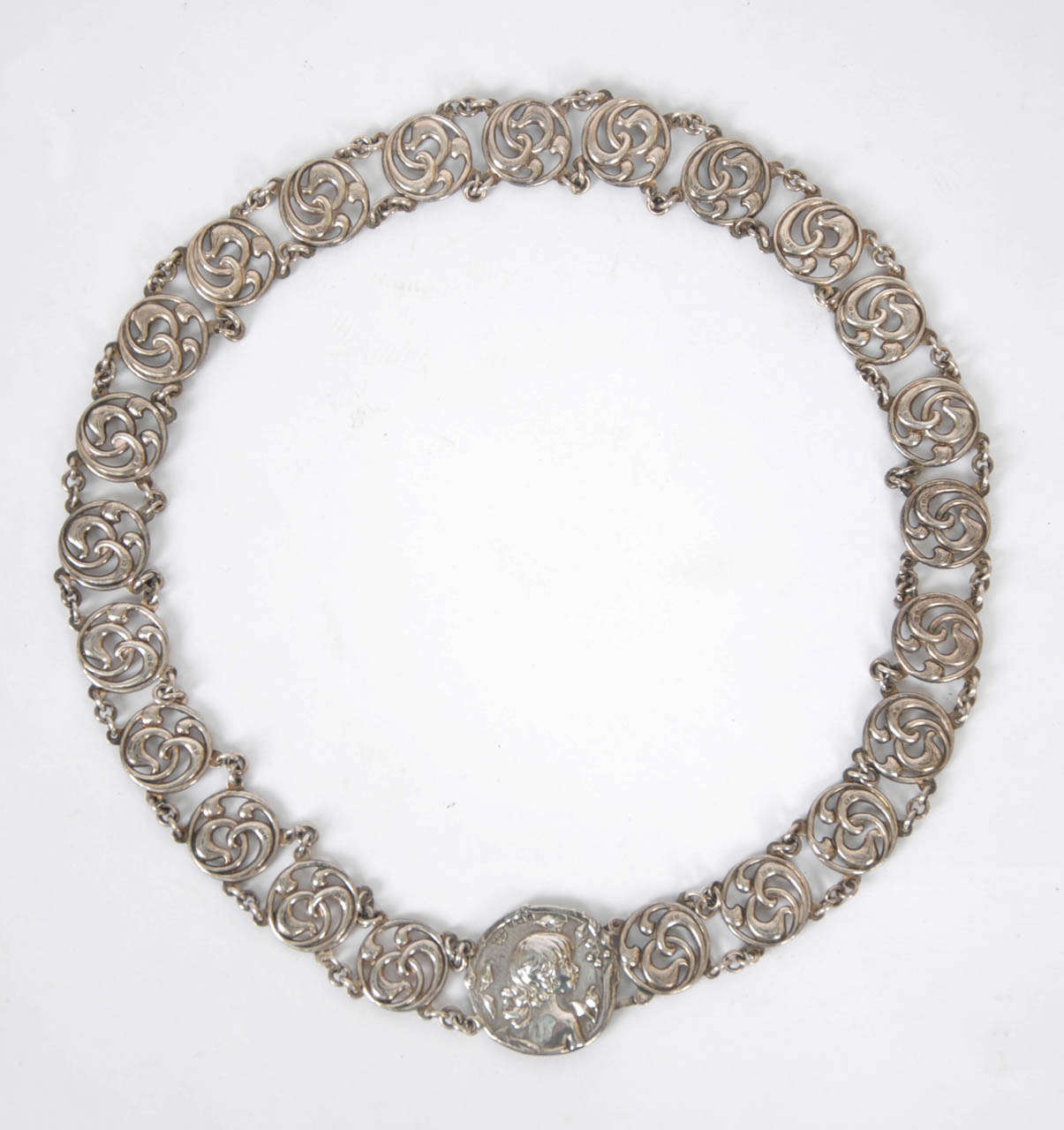 Art Nouveau English Silver Link Belt by William Sparrow, Birmingham 1903