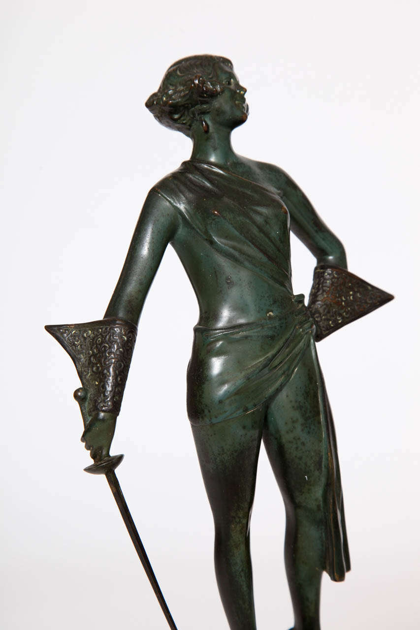 Art Deco Bronze and Onyx Sculpture by Bruno Zach, Austria, circa 1925 For Sale 3