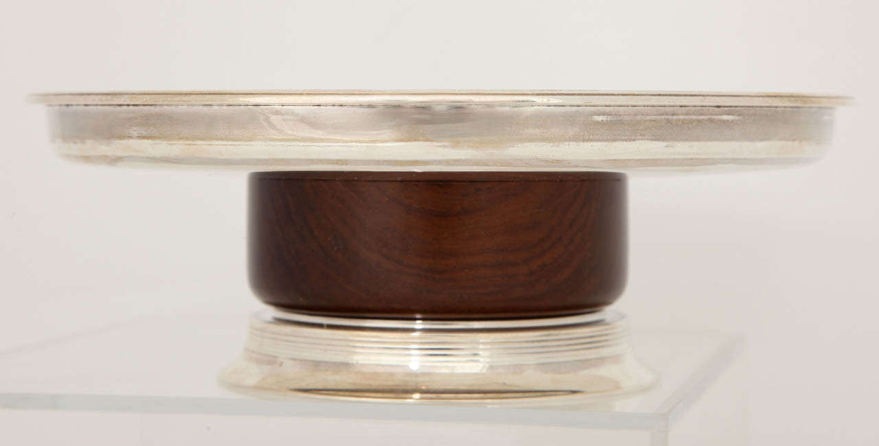 Sterling Silver Jean E Puiforcat, Art Deco Sterling and Ebony Compote, 1928 For Sale