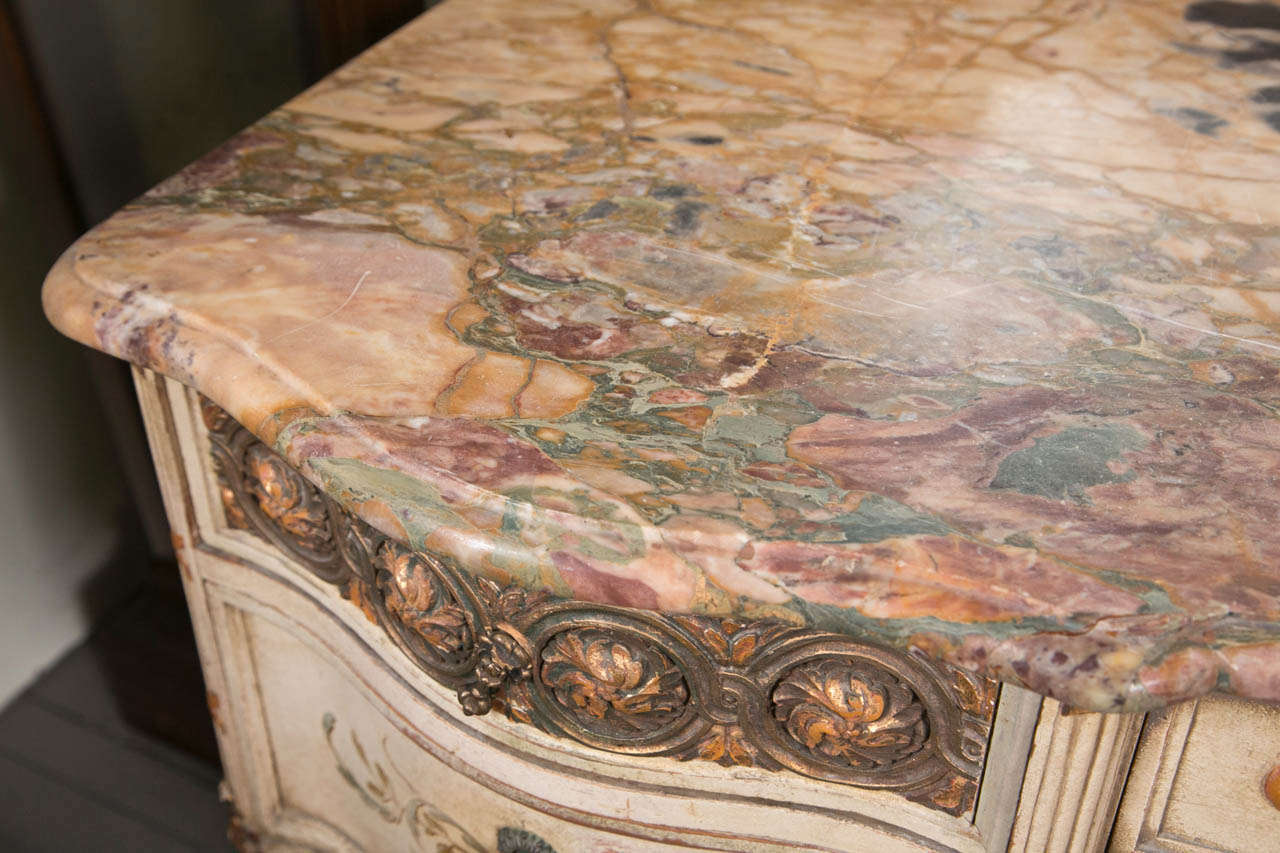 Italian Painted Marble Top Dressing Table and Mirror