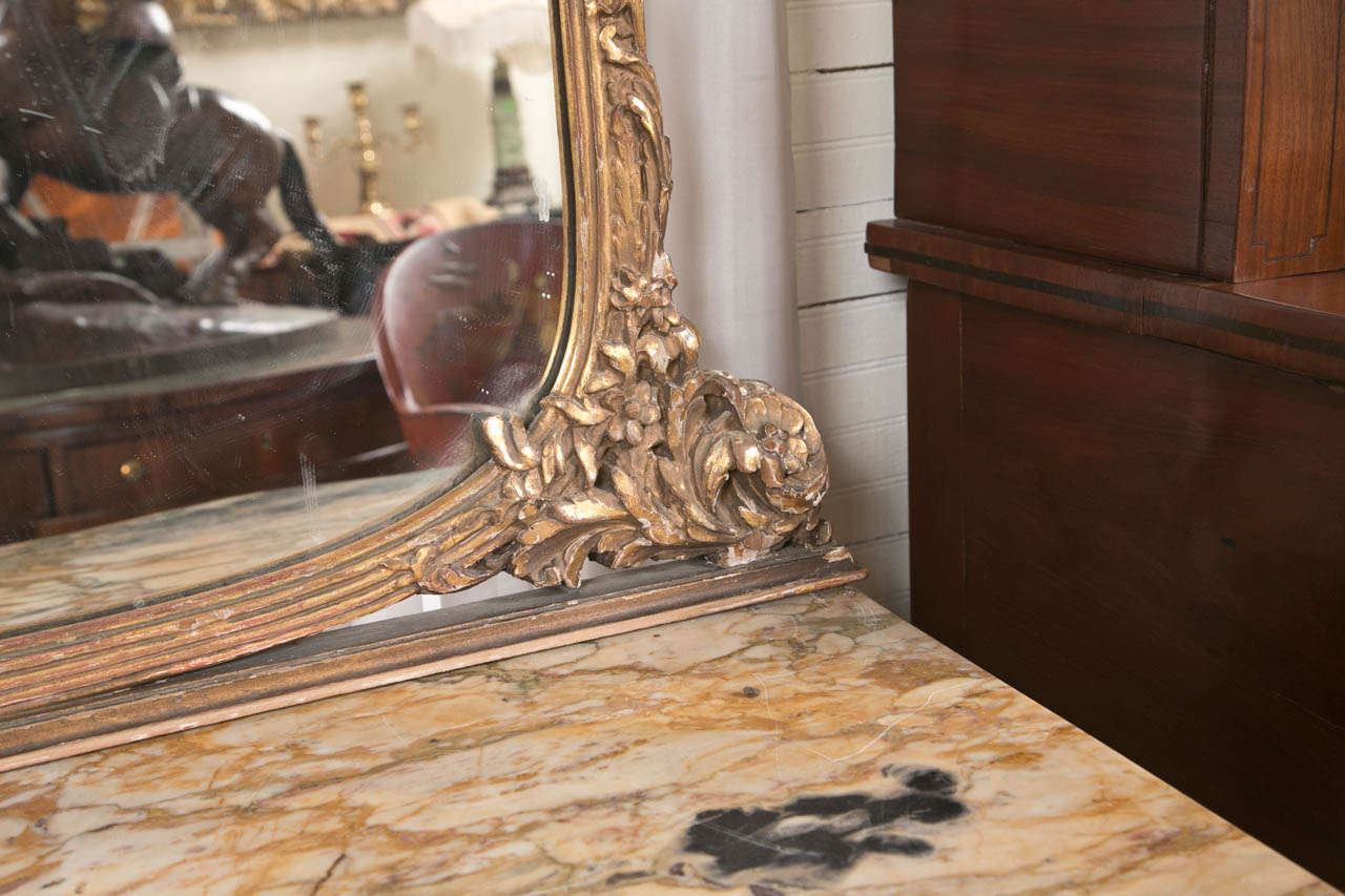 Wood Painted Marble Top Dressing Table and Mirror