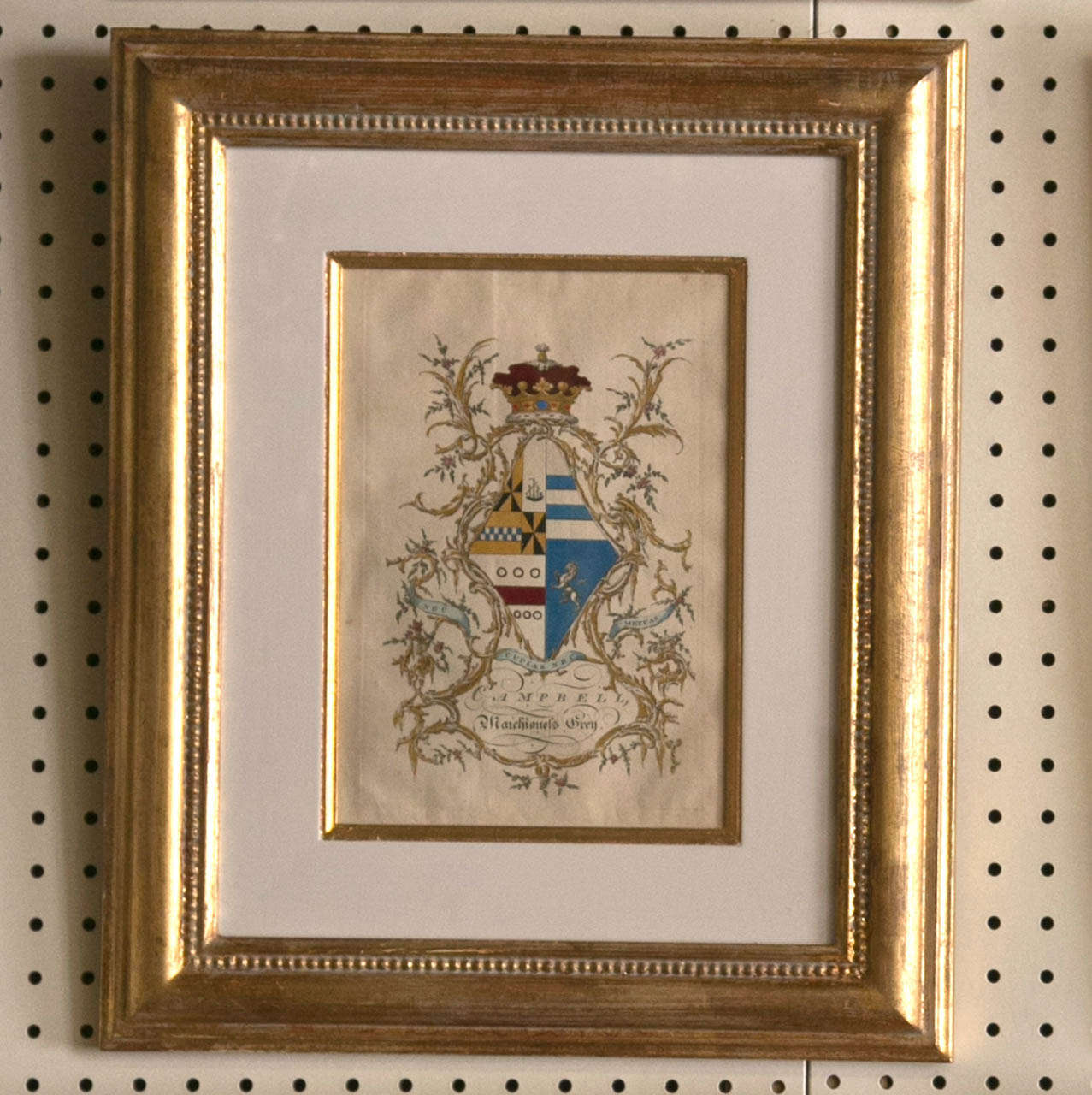 Set of 5 Hand Colored Family Coats of Arms In Excellent Condition In Woodbury, CT