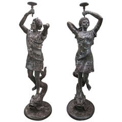 Fantastic Pair of Bronze  Figural Statues