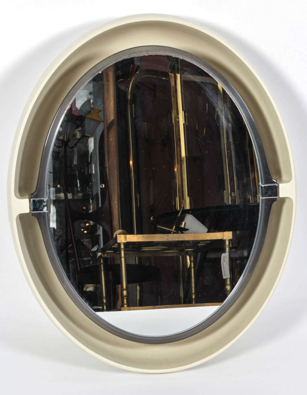 Mid-Century Modern 1970s Allibert French Pivoting & Lighted Oval Mirror For Sale