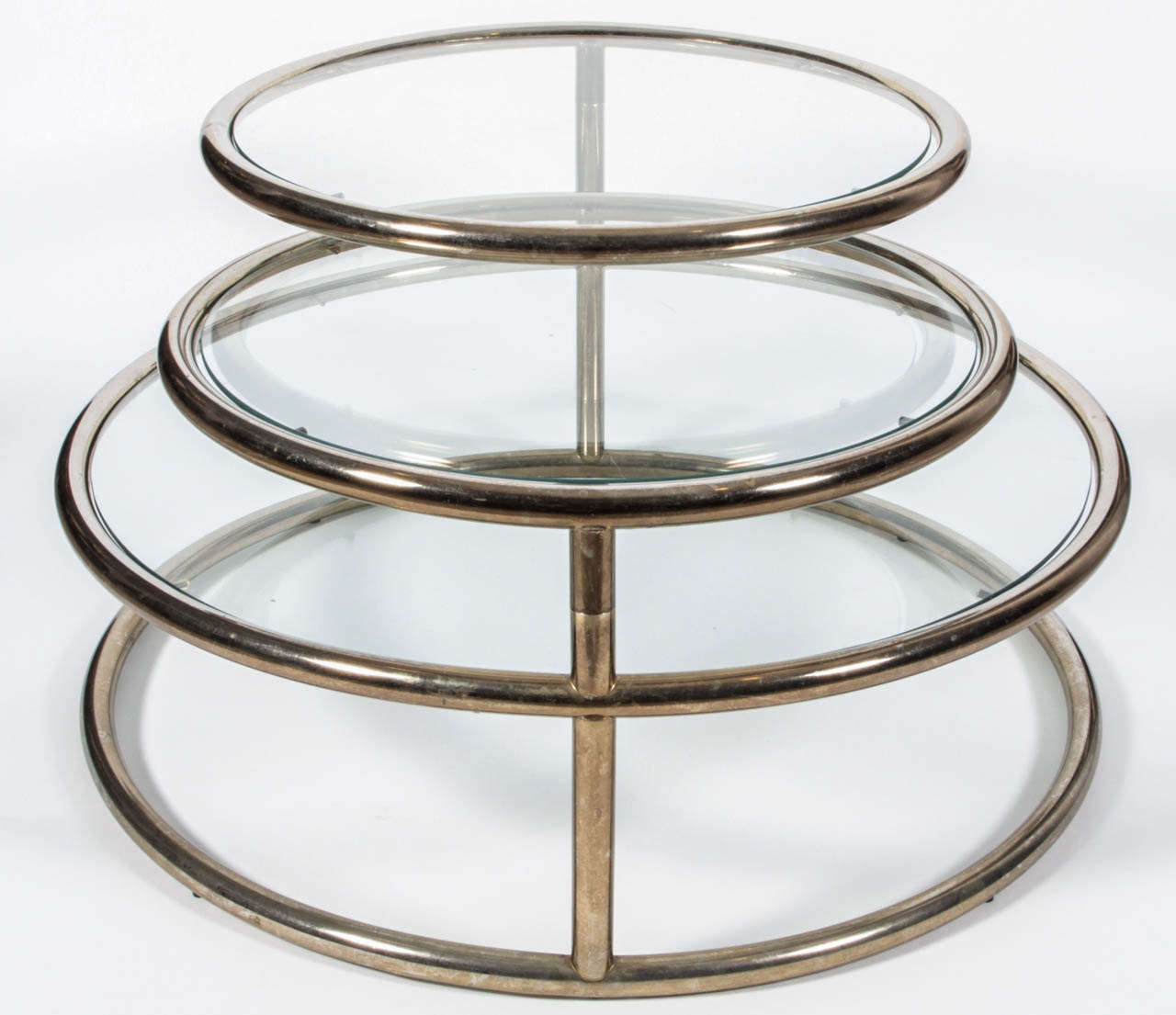American 1970s Three-Tier Brass Cocktail Table