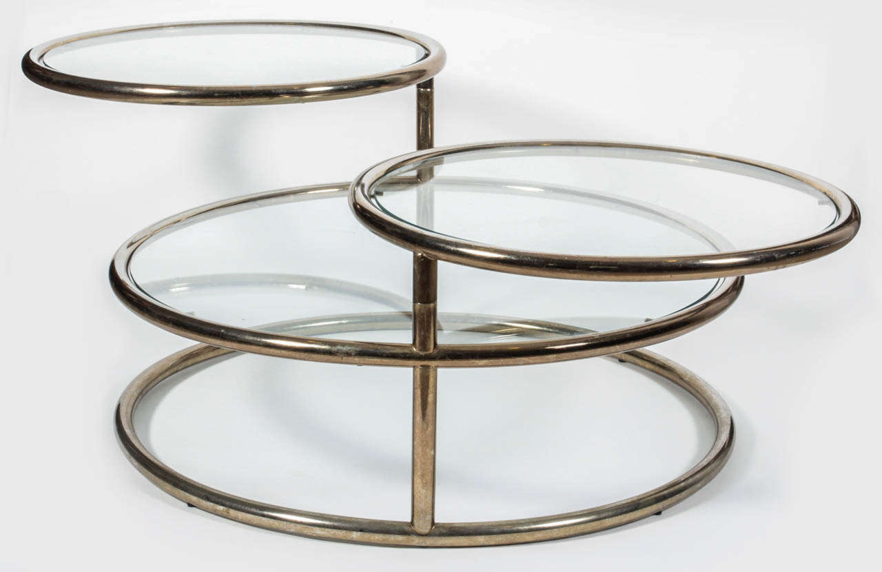 1970s Three-Tier Brass Cocktail Table In Good Condition In New York, NY