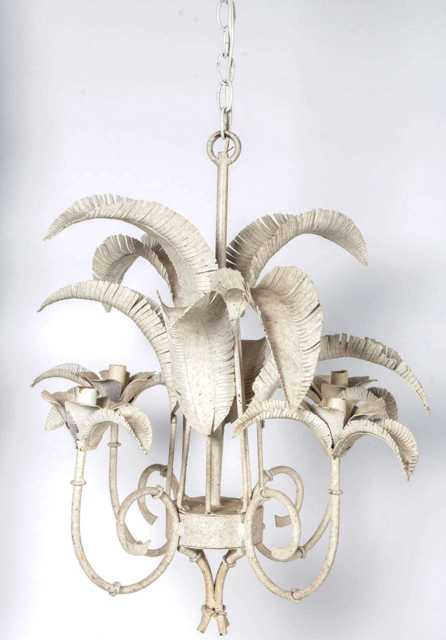 American 1960s Palm Beach style Palm Frond Chandelier