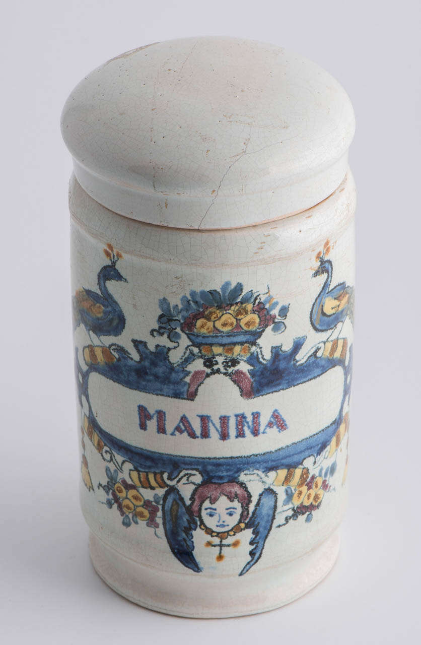 Good lidded drug jar deft blue and white