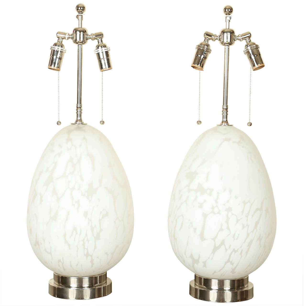 Pair of Beautiful Glass "Egg" Lamps