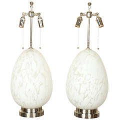 Pair of Beautiful Glass "Egg" Lamps