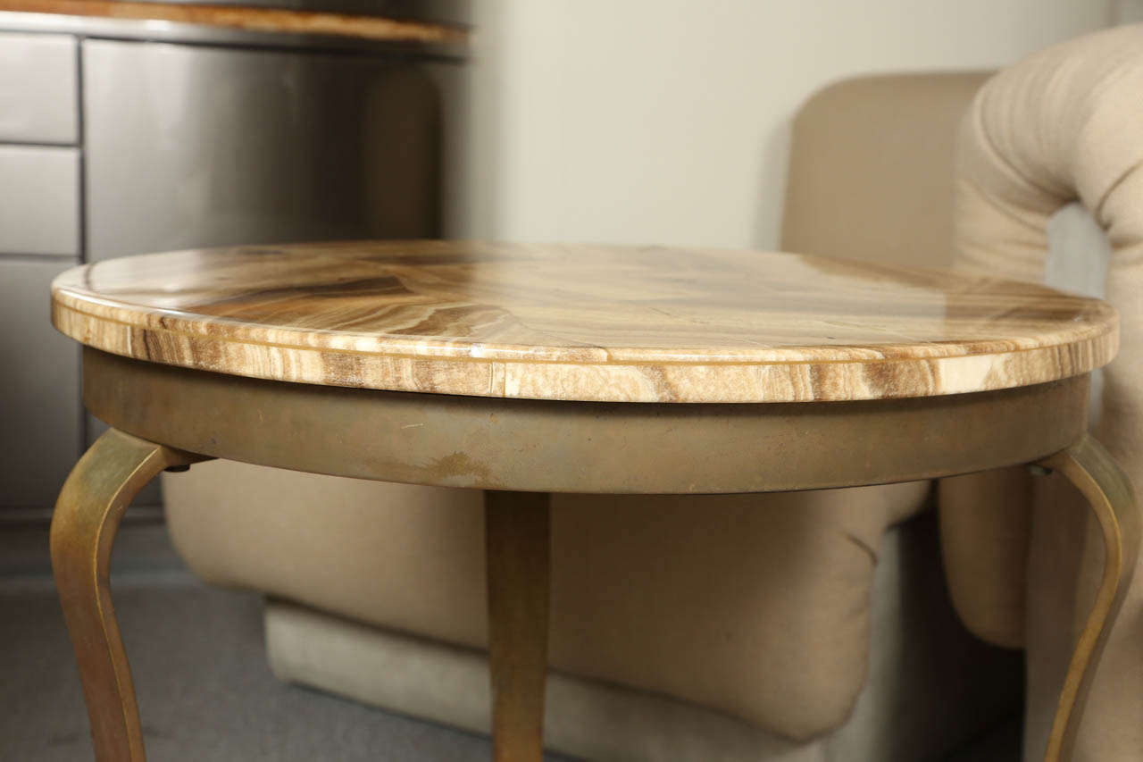 Metal Charming Brass and Stone Side Table
