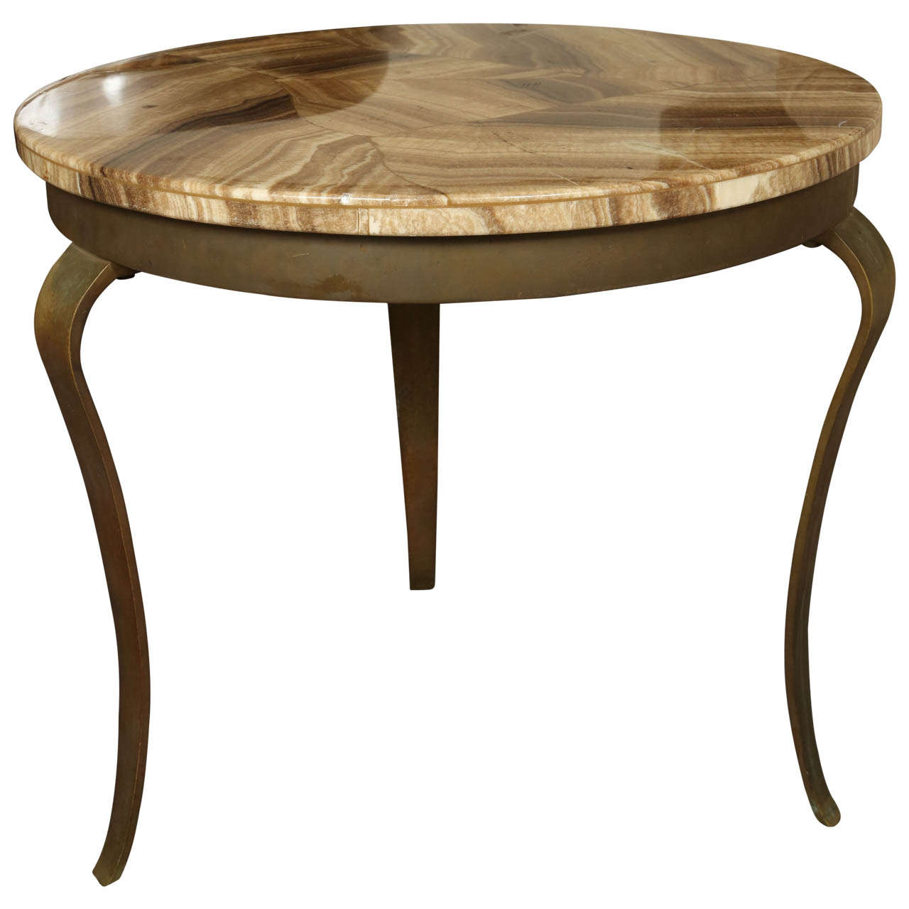 Charming Brass and Stone Side Table