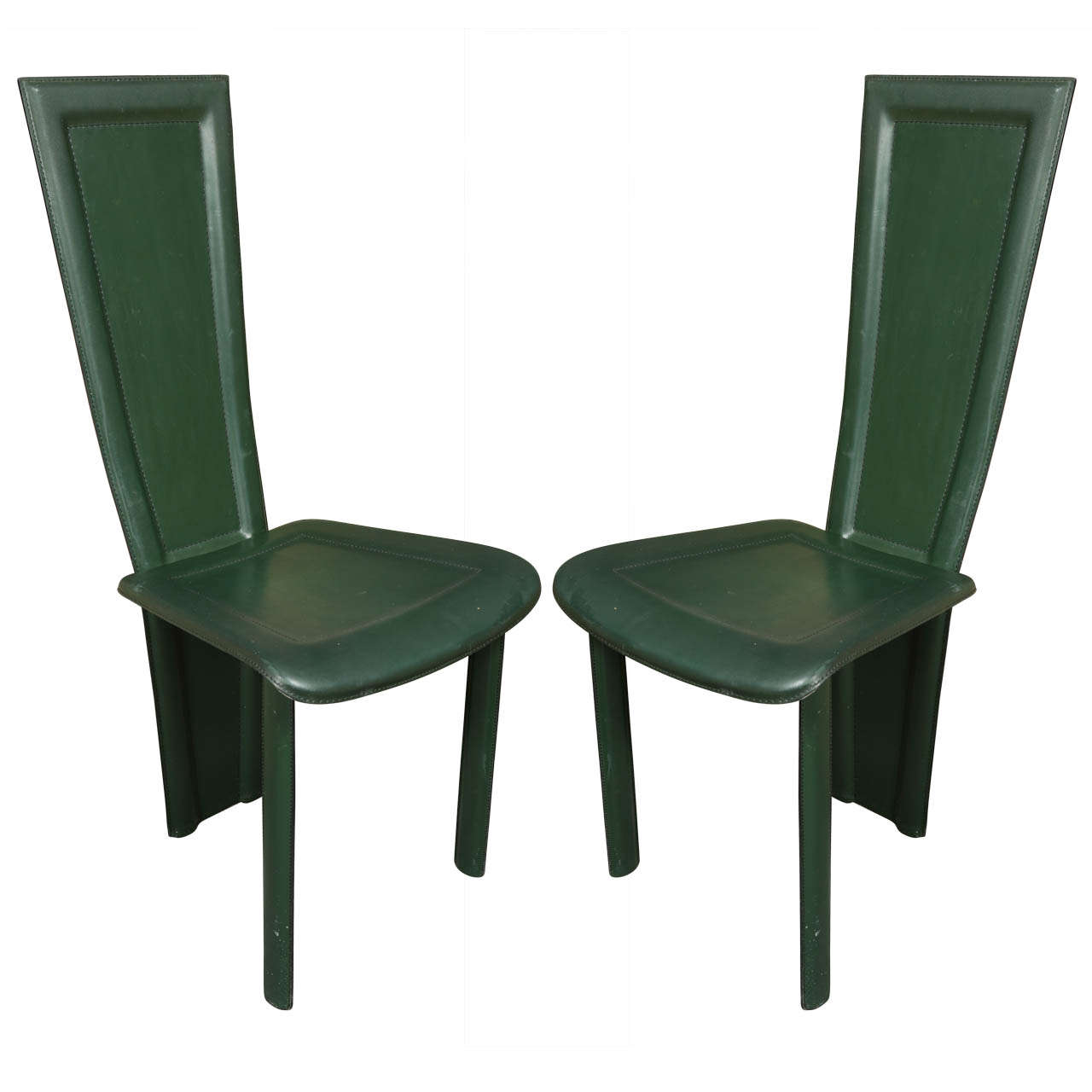 Pair of High-Back Leather Chairs by Artedi