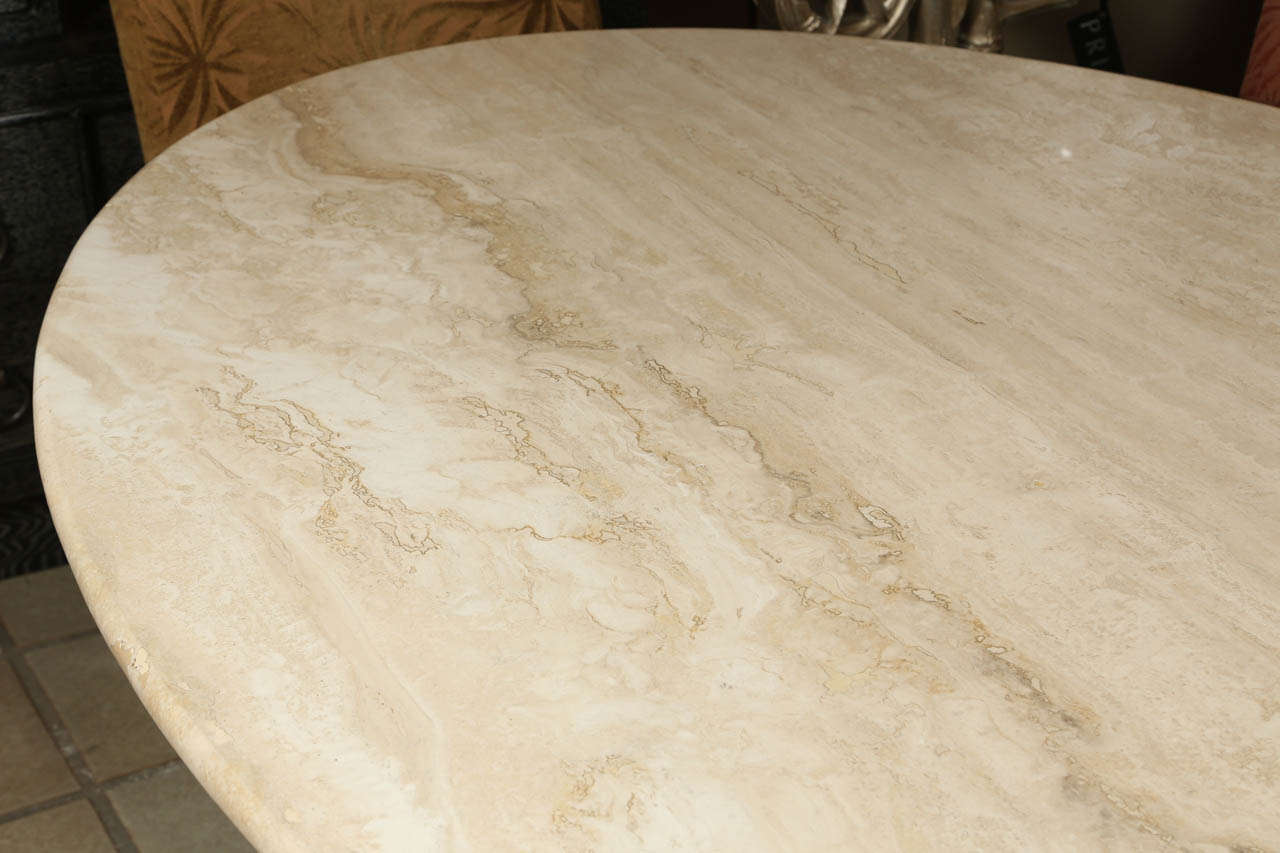 20th Century Classic Oval Polished Travertine Dining Table
