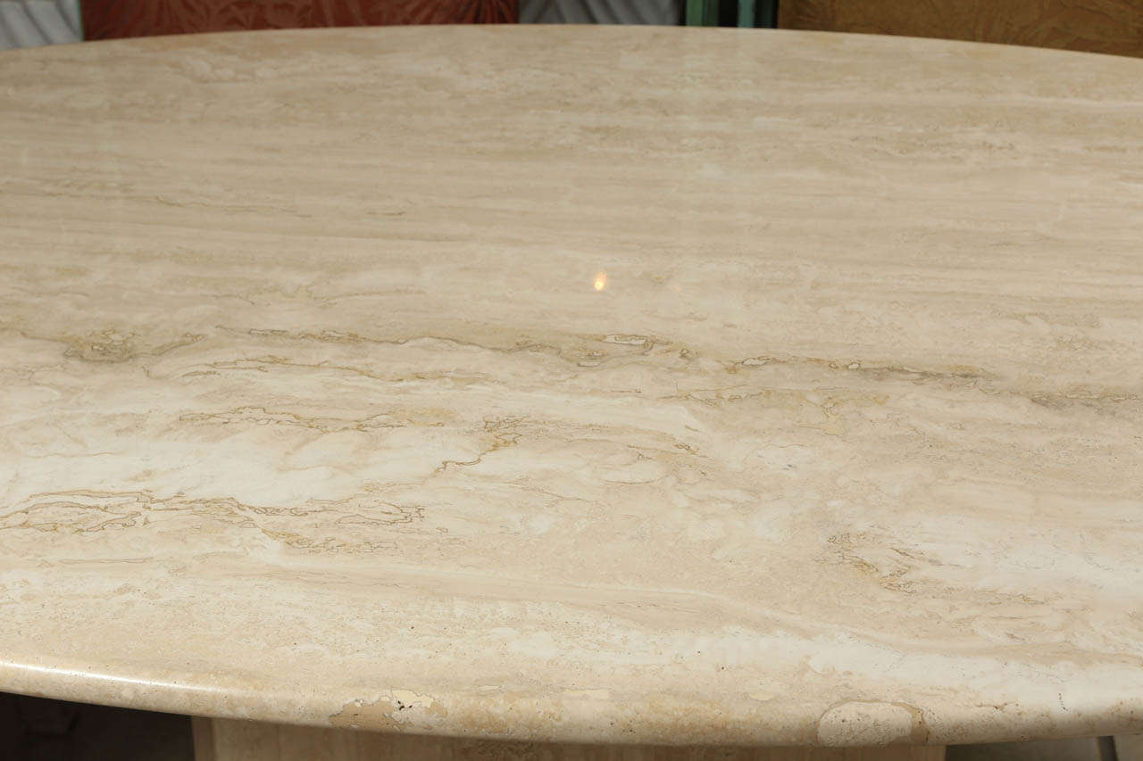 Classic Oval Polished Travertine Dining Table 1