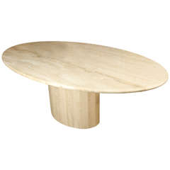 Classic Oval Polished Travertine Dining Table