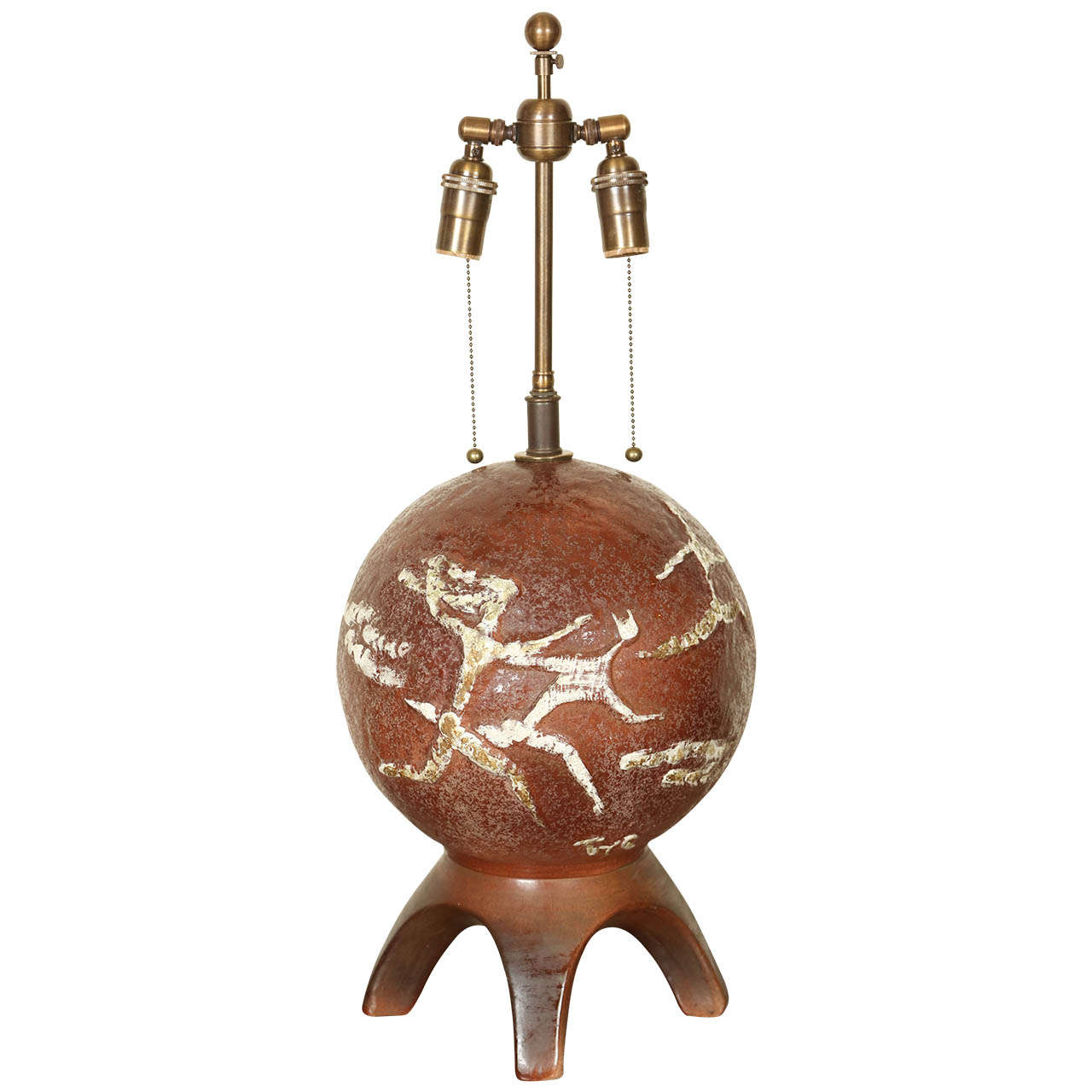 Interesting Tripod/Ball Ceramic Lamp