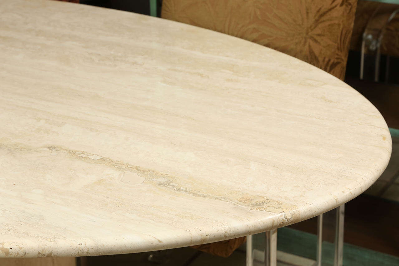 Classic Oval Polished Travertine Dining Table at 1stDibs oval
