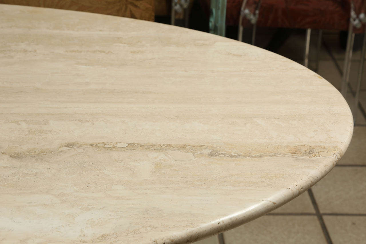 Classic Oval Polished Travertine Dining Table at 1stdibs