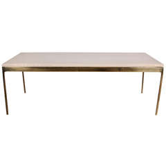 Brass & Travertine Coffee Table by Nico Zographos