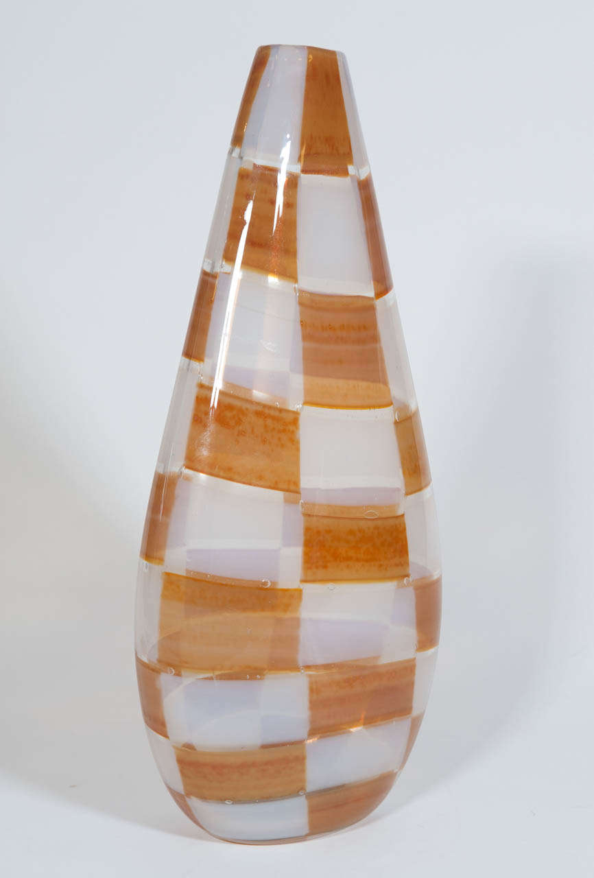 Monumental glass vase with white and ochre tesserae by Ercole Barovier for Barovier&Tosso.