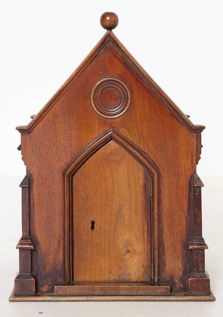 Miniature, small church in Walnut, France 19th century