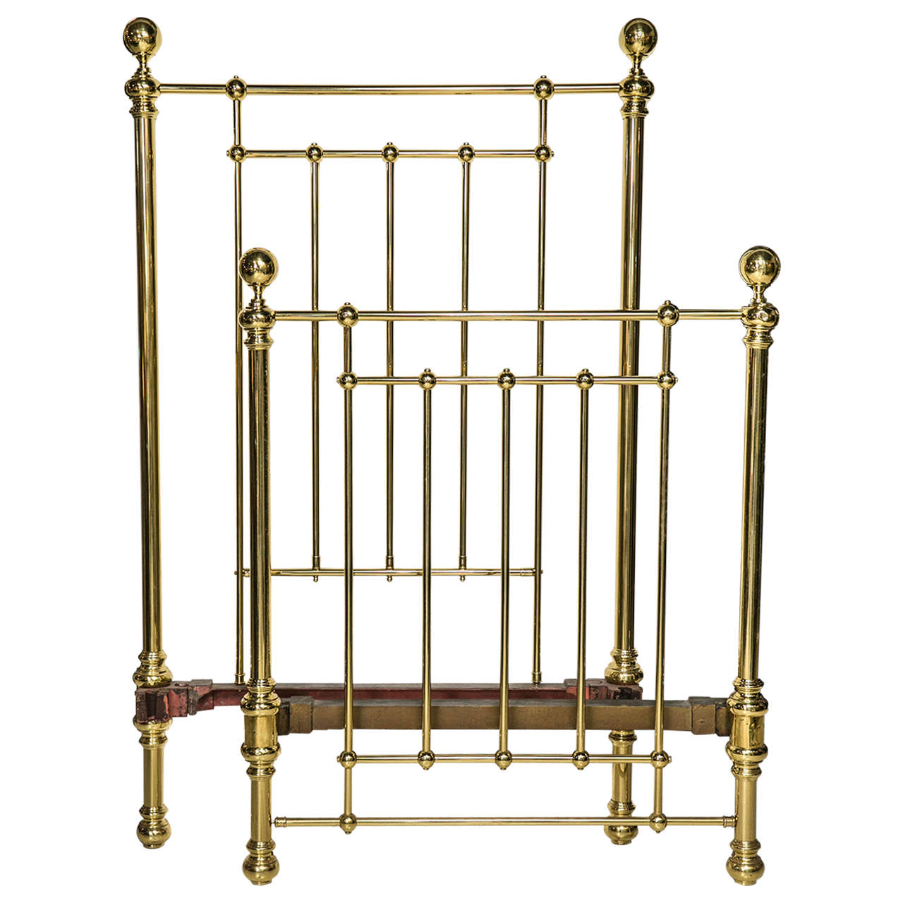 Pair of Twin Brass Beds with Rails, circa 1900