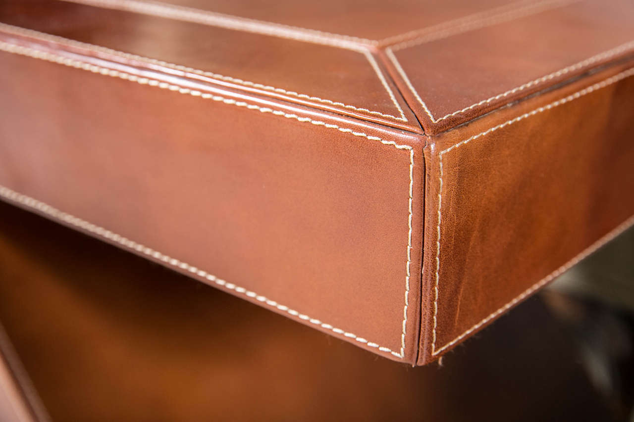 Pr. Leather Side Tables 1