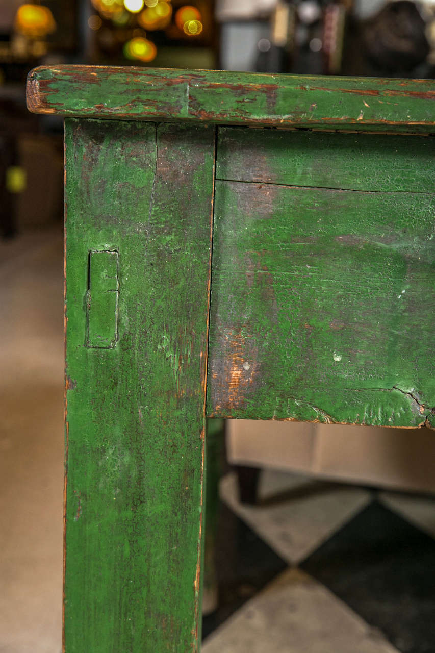 19th Century One-Drawer Table with Original Paint 1