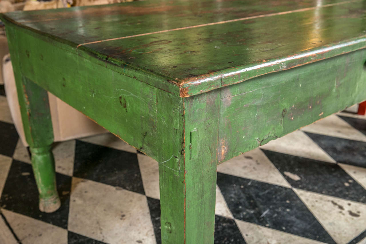 19th Century One-Drawer Table with Original Paint 3
