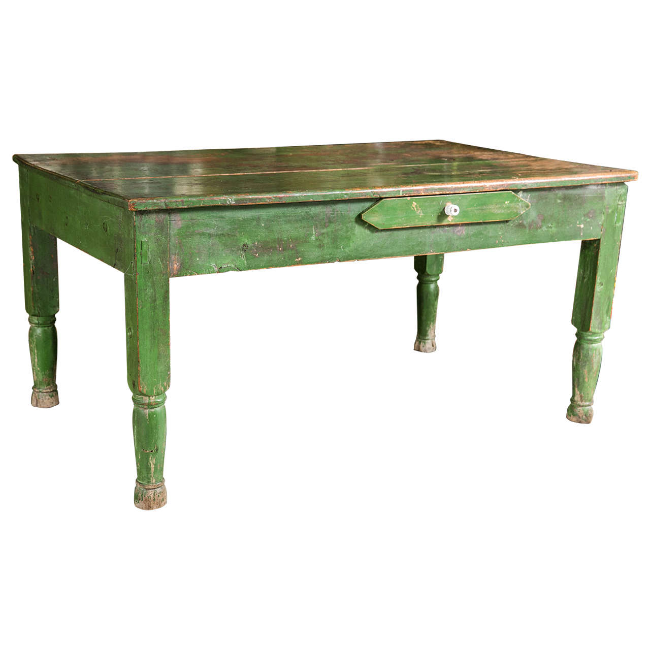19th Century One-Drawer Table with Original Paint