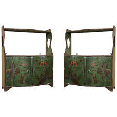 Pair of Delicate Green Chinoiserie Hanging Cabinets