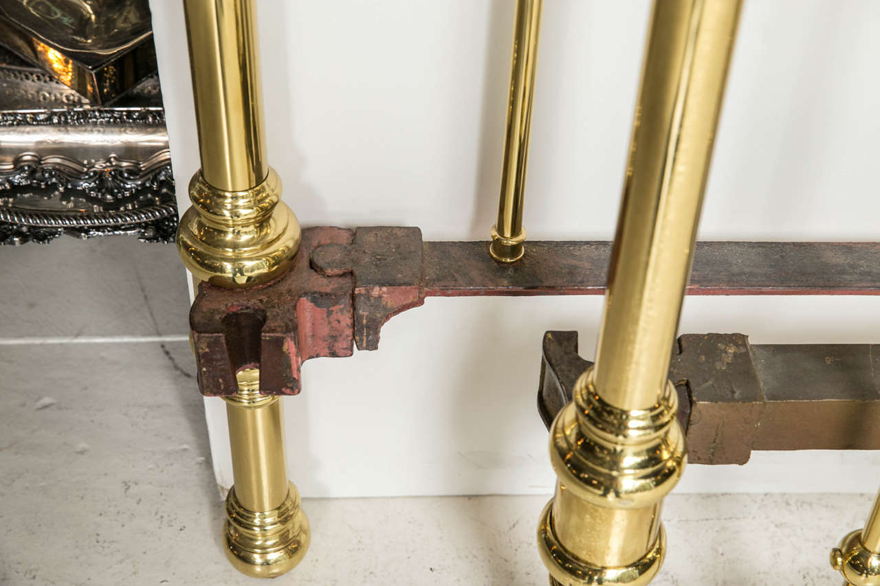 Pair of Twin Brass Beds with Rails, circa 1900 at 1stDibs
