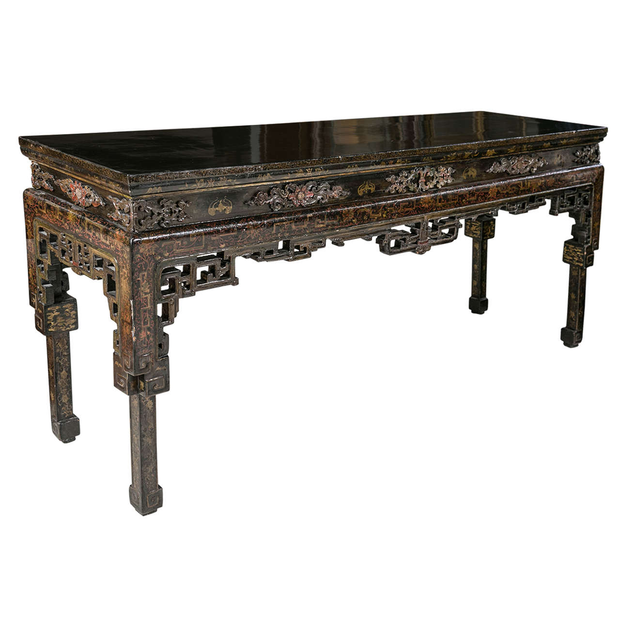 Antique Chinese Black Lacquer Console Table at 1stDibs