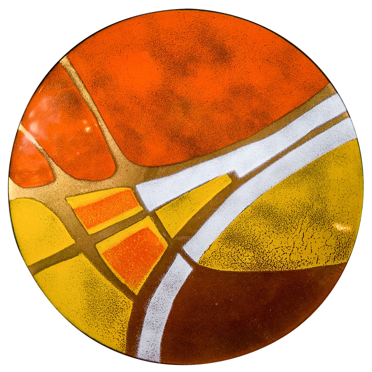 MidCentury Signed HandPainted Enamel Copper Plate at 1stDibs enamel