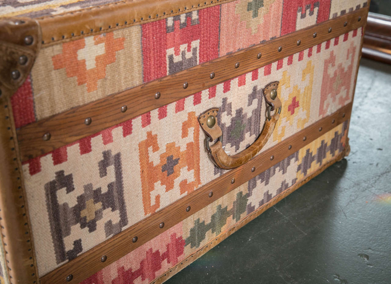 Kilim and Leather Trunk Style Coffee Table at 1stDibs
