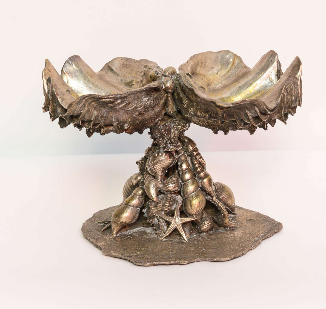 Silver Plate over Bronze Sea Shell Centrepiece