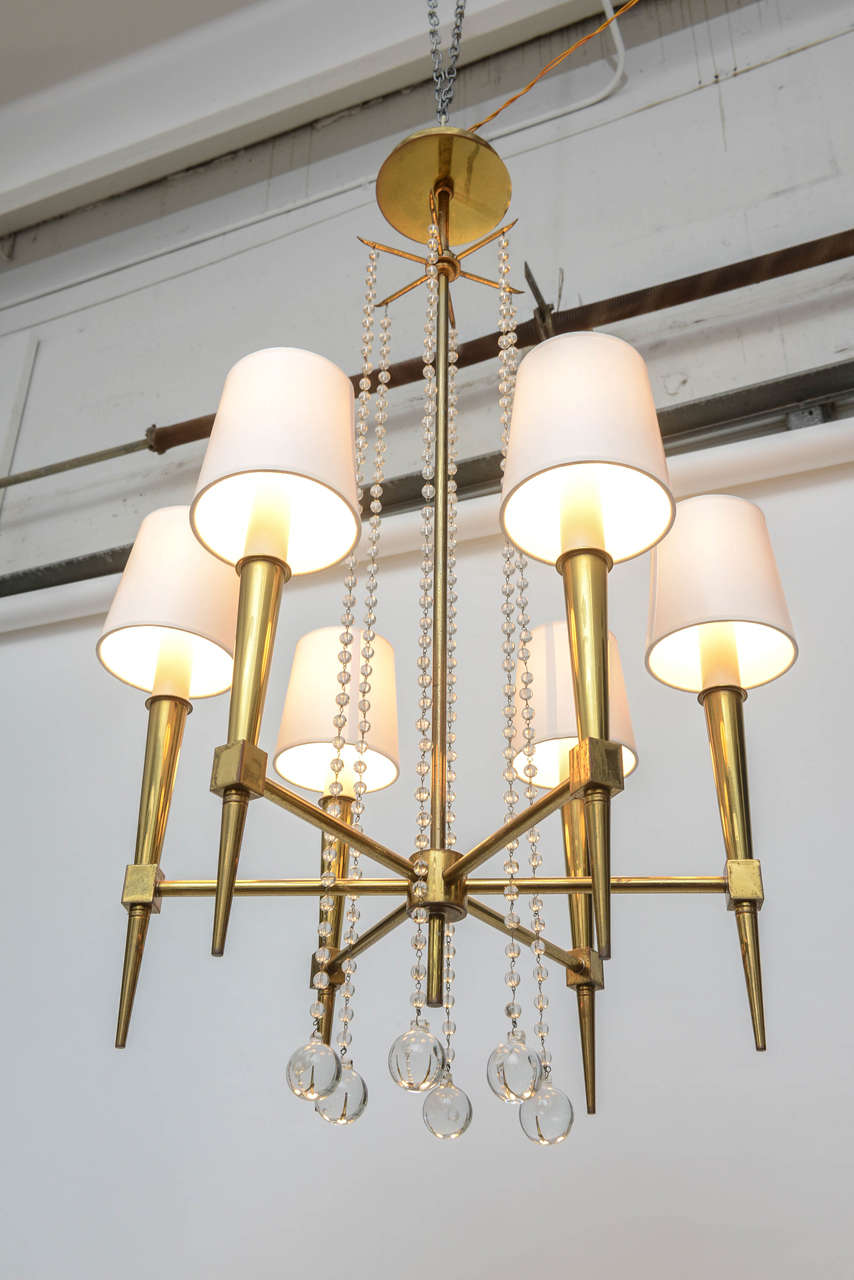 Brass Tommi Parzinger Six-Arm Chandelier