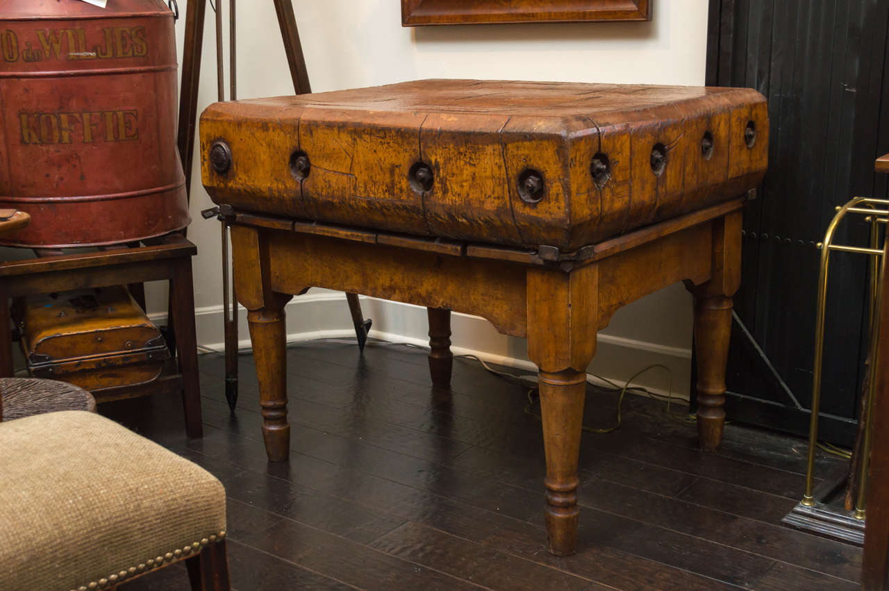 French Fruitwood Butcher Block, circa 1890 In Good Condition In San Francisco, CA